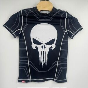 SuperX Marvel Men's Black Punisher Compression Tactical Training Shirt